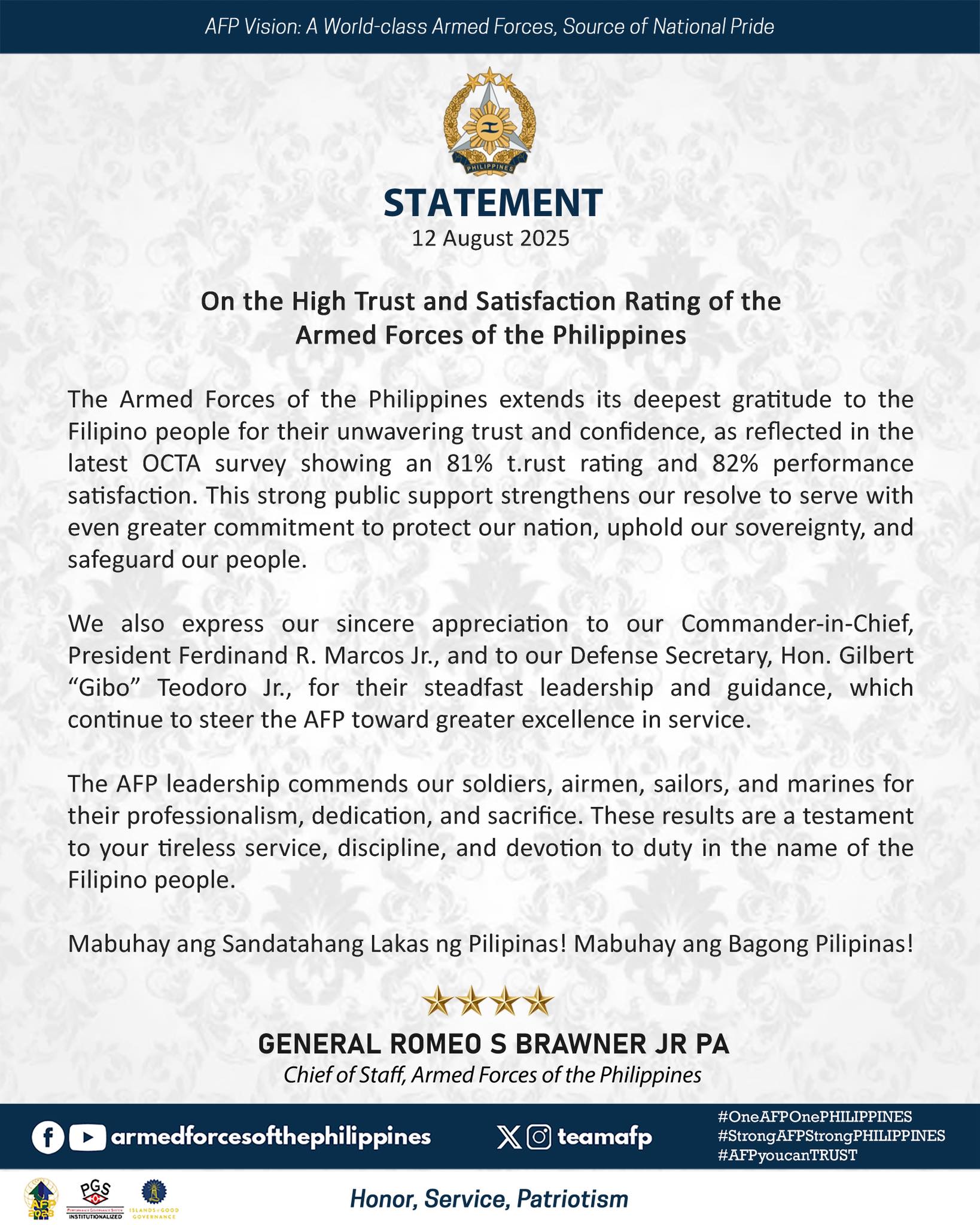 CSAFP Statement on AFP's High Trust and Satisfaction Rating